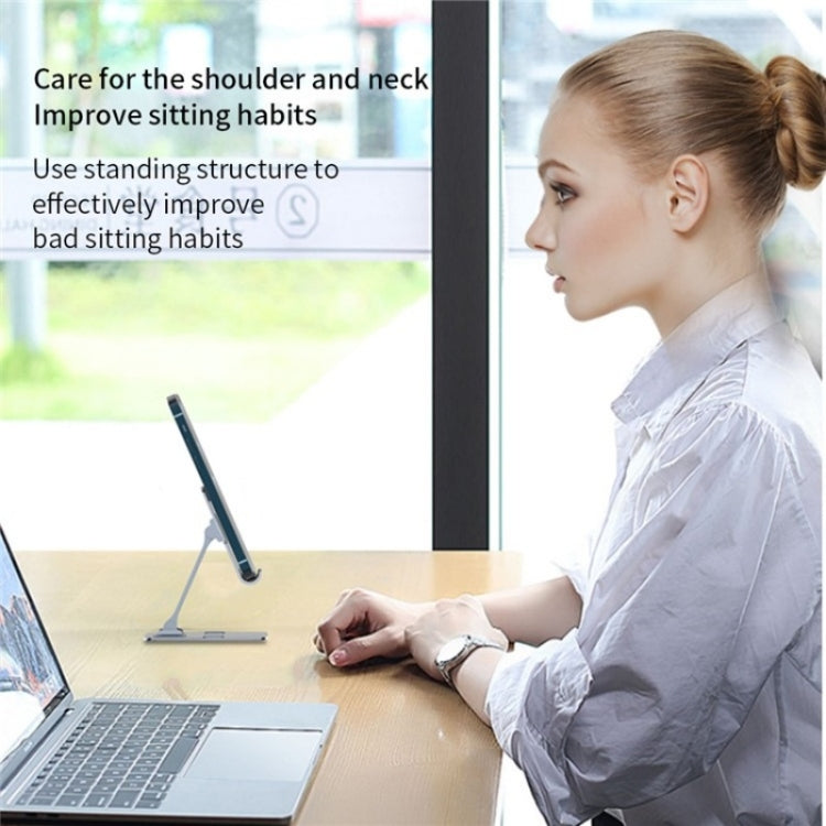 YY-018 Foldable Aluminum Alloy Desktop Phone Tablet Holder(Rose Gold) - Desktop Holder by buy2fix | Online Shopping UK | buy2fix