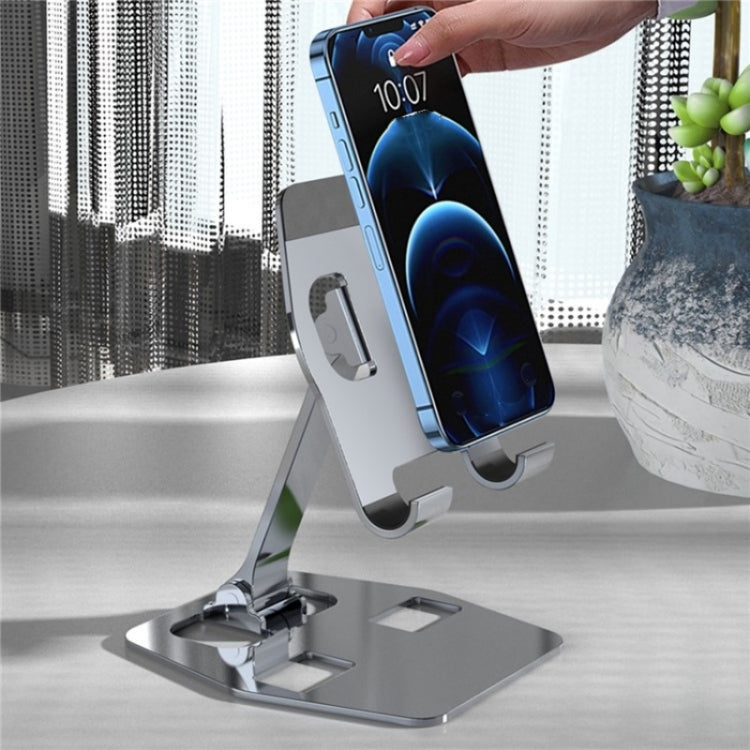 YY-018 Foldable Aluminum Alloy Desktop Phone Tablet Holder(Black) - Desktop Holder by buy2fix | Online Shopping UK | buy2fix