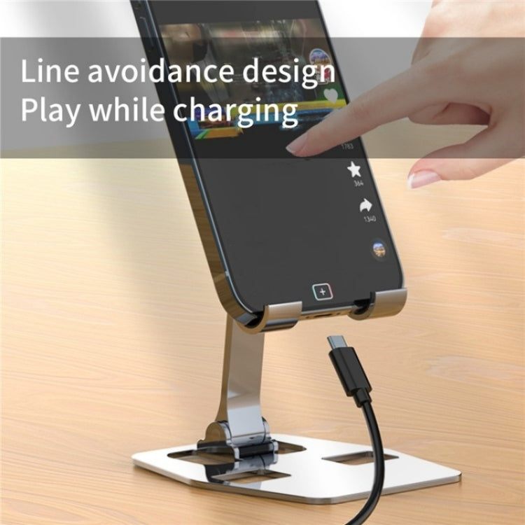 YY-018 Foldable Aluminum Alloy Desktop Phone Tablet Holder(Silver) - Desktop Holder by buy2fix | Online Shopping UK | buy2fix