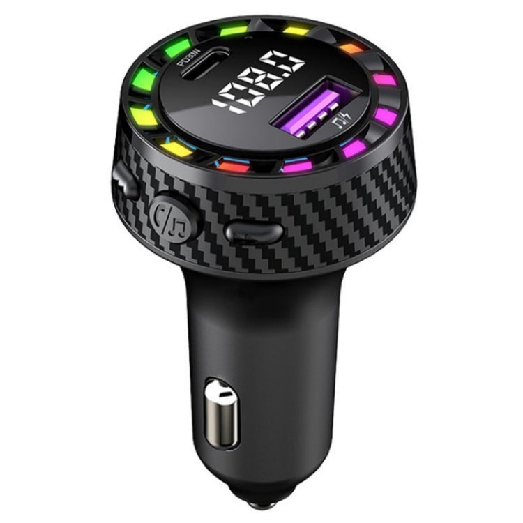 C55 With Breathing Light Bluetooth FM Transmitter USB+Type-C Car Fast Charger by buy2fix