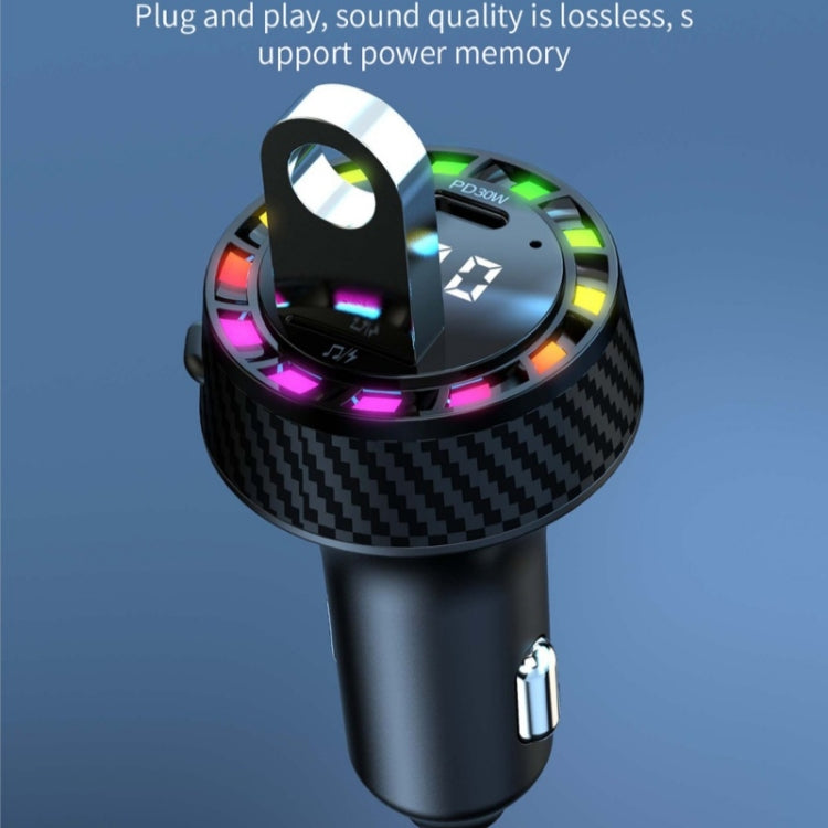 C55 With Breathing Light Bluetooth FM Transmitter USB+Type-C Car Fast Charger by buy2fix