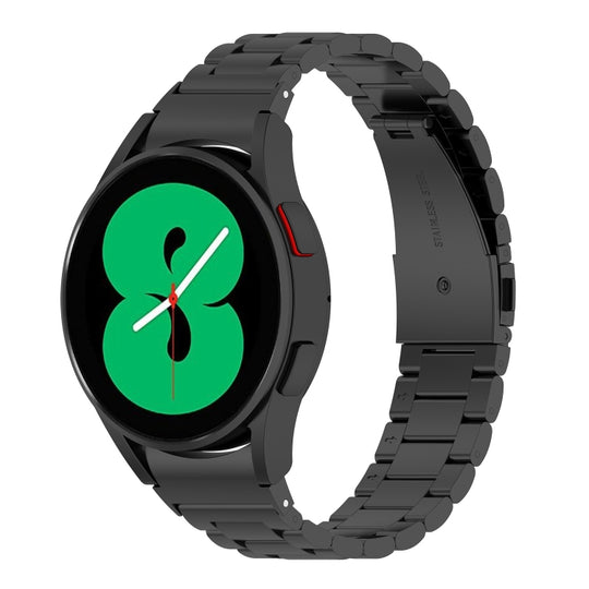 For Galaxy Watch 7 40 / 44mm Three Bead Stainless Steel Metal Watch Strap(Black)