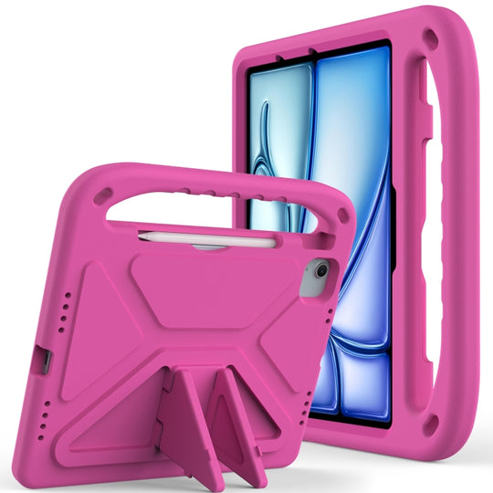 For iPad Air 11 2026 / 2025 / Pro 11 2025 Handle EVA Shockproof Tablet Case with Holder(RoseRed)