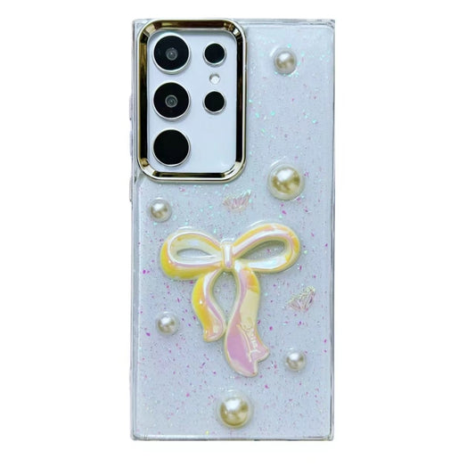 For Samsung Galaxy S25 Ultra 5G Three-dimensional Bow Pearl Love Flower TPU  Phone Case(Pearl Bow) - Galaxy S25 Ultra 5G Cases by buy2fix | Online Shopping UK | buy2fix