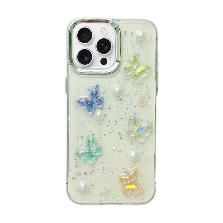 For iPhone 16 Pro 3D Colorful Crystal Butterfly TPU Phone Case(Butterfly Pearl) by buy2fix