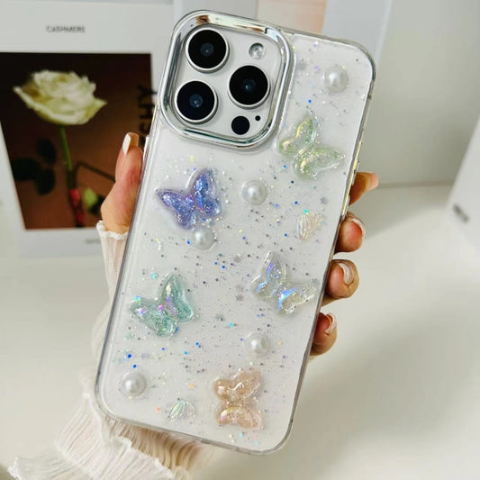 For iPhone 16 Plus 3D Colorful Crystal Butterfly TPU Phone Case(Butterfly Pearl) by buy2fix