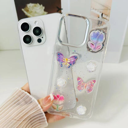 For iPhone 16 Pro 3D Colorful Crystal Butterfly TPU Phone Case(Butterfly Pearl) by buy2fix