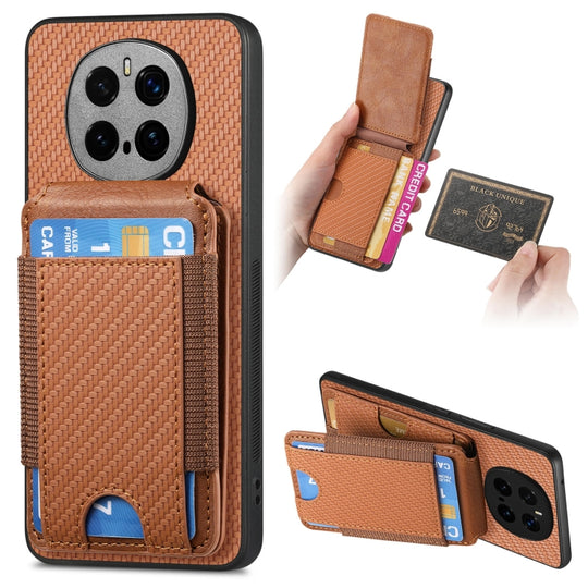 For Honor Magic7 Pro Carbon Fiber Vertical Flip Wallet Stand Phone Case(Brown)