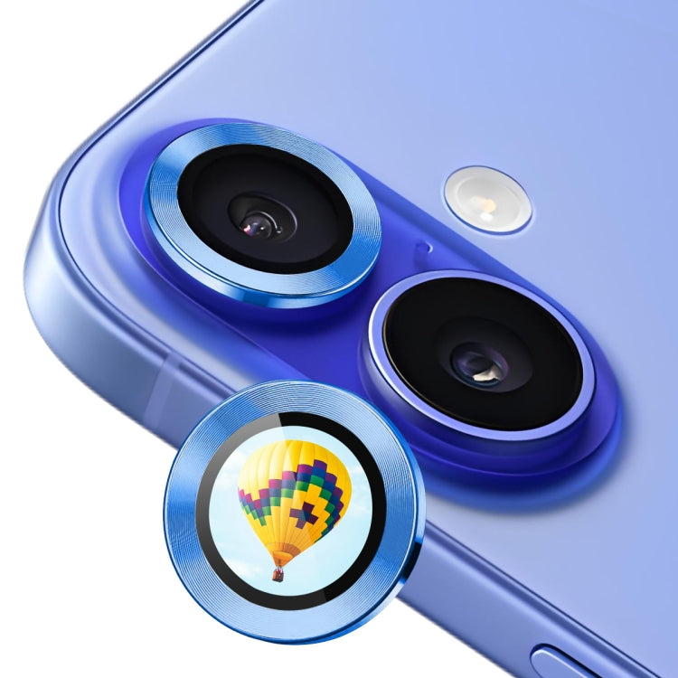 For iPhone 16 / 16 Plus ENKAY Hat-Prince AR 9H Rear Lens Aluminium Alloy Tempered Glass Film(Royal Blue) by ENKAY