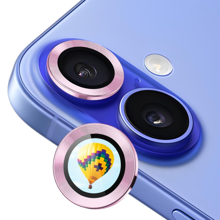 For iPhone 16 / 16 Plus ENKAY Hat-Prince AR 9H Rear Lens Aluminium Alloy Tempered Glass Film(Pink) by ENKAY