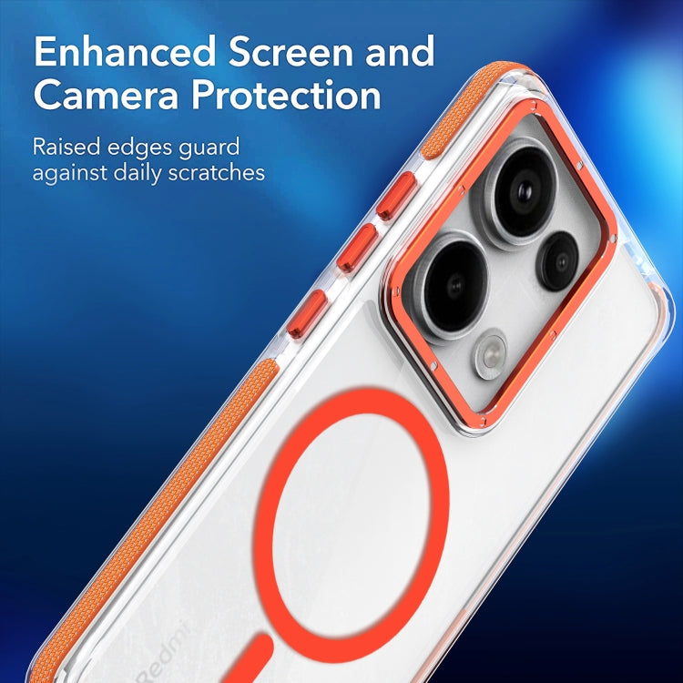 For Xiaomi Redmi Note 13 Pro 4G Magsafe Two-color TPU Transparent PC Shockproof Phone Case(Orange) - Note 13 Pro Cases by buy2fix | Online Shopping UK | buy2fix