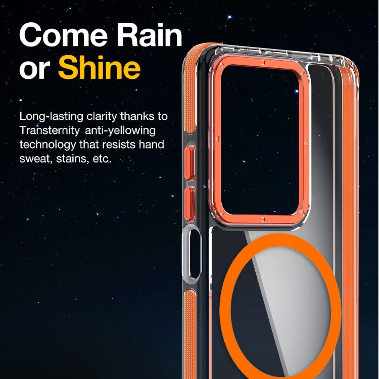 For Xiaomi Redmi Note 13 Pro 4G Magsafe Two-color TPU Transparent PC Shockproof Phone Case(Orange) - Note 13 Pro Cases by buy2fix | Online Shopping UK | buy2fix