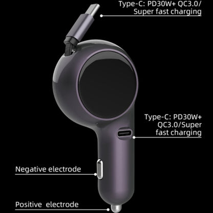 K2 With 60W Type-C Retractable Cable Type-C Port Phone Fast Charging Adapter Car Charger - Car Charger by buy2fix | Online Shopping UK | buy2fix