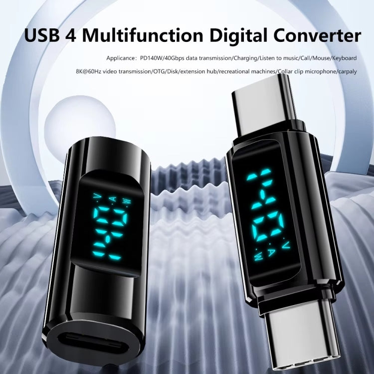 Type-C Male to Type-C Male 40Gbps Data Transmission PD140W Digital Display Adapter(Black) - OTG Adapter by buy2fix | Online Shopping UK | buy2fix