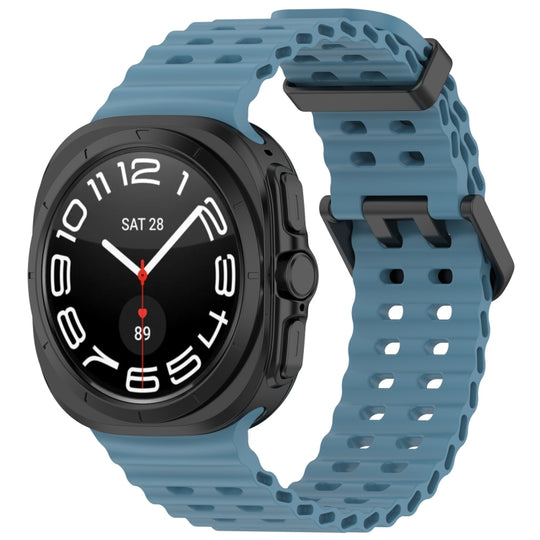 For Galaxy Watch Ultra2 2026 / 2025 / 1 2024 Ocean Hole Dual Buckle Silicone Watch Band(Rock Blue)