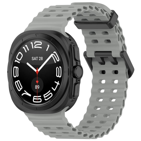 For Galaxy Watch Ultra2 2026 / 2025 / 1 2024 Ocean Hole Dual Buckle Silicone Watch Band(Dark Gray)