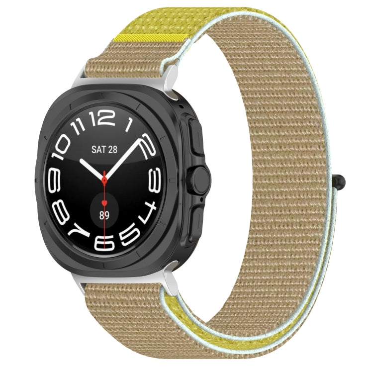 For Samsung Galaxy Watch Ultra 47mm Loop Nylon Hook and Loop Fastener Watch Band(Khaki Yellow) - Watch Bands by buy2fix | Online Shopping UK | buy2fix