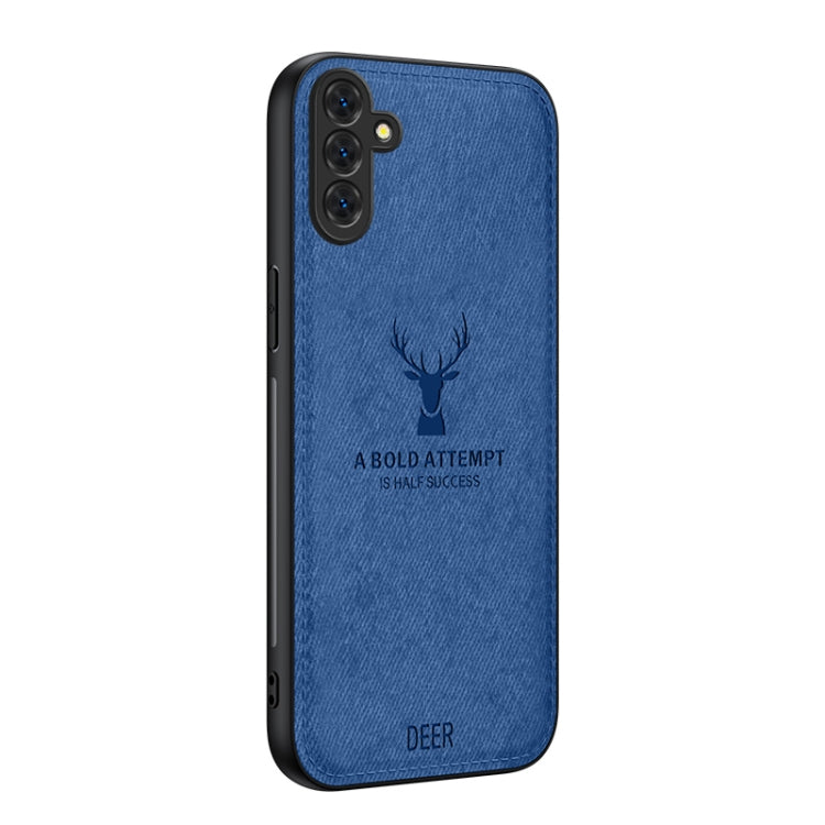 For Samsung Galaxy S25 5G Deer Head Cloth Skin All-inclusive Phone Case(Blue) by buy2fix