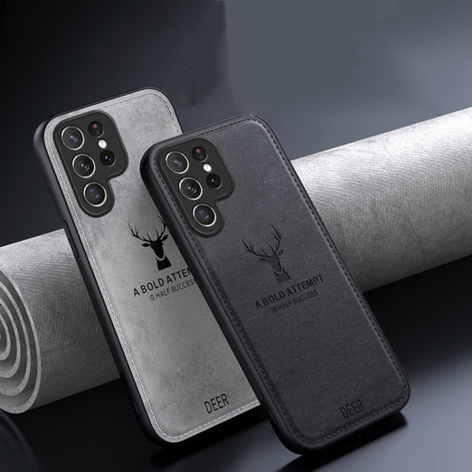 For Samsung Galaxy S25 Ultra 5G Deer Head Cloth Skin All-inclusive Phone Case(White) by buy2fix