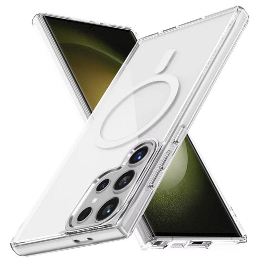 For Samsung Galaxy S23 Ultra 5G Ice Color Magnetic Series TPU Hybrid Acrylic Magsafe Phone Case(Transparent)