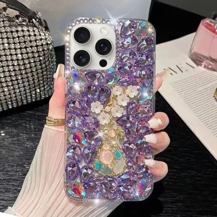 For iPhone 14 Pro Plum Blossom Handmade Diamond Inlay PC Phone Case(Purple) - iPhone 14 Pro Cases by buy2fix | Online Shopping UK | buy2fix