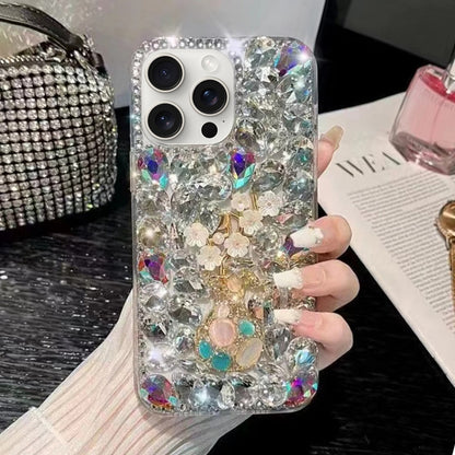 For iPhone 13 Pro Max Plum Blossom Handmade Diamond Inlay PC Phone Case(White) - iPhone 13 Pro Max Cases by buy2fix | Online Shopping UK | buy2fix
