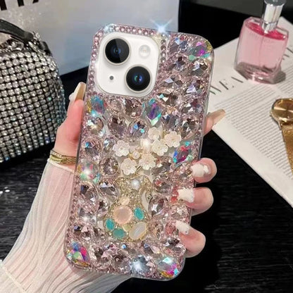 For iPhone 13 Plum Blossom Handmade Diamond Inlay PC Phone Case(Pink) - iPhone 13 Cases by buy2fix | Online Shopping UK | buy2fix