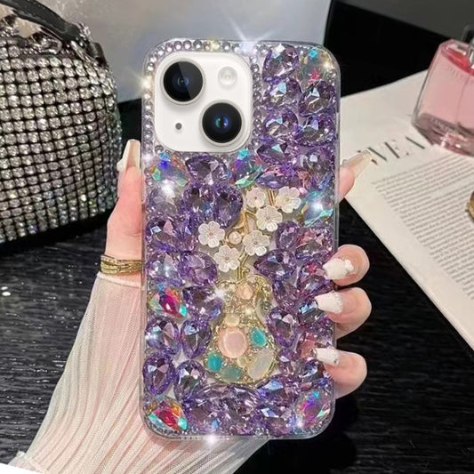 For iPhone 13 mini Plum Blossom Handmade Diamond Inlay PC Phone Case(Purple) - iPhone 13 mini Cases by buy2fix | Online Shopping UK | buy2fix