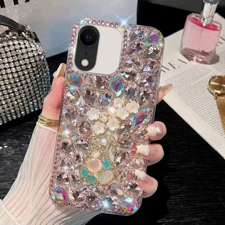 For iPhone XR Plum Blossom Handmade Diamond Inlay PC Phone Case(Pink) - More iPhone Cases by buy2fix | Online Shopping UK | buy2fix