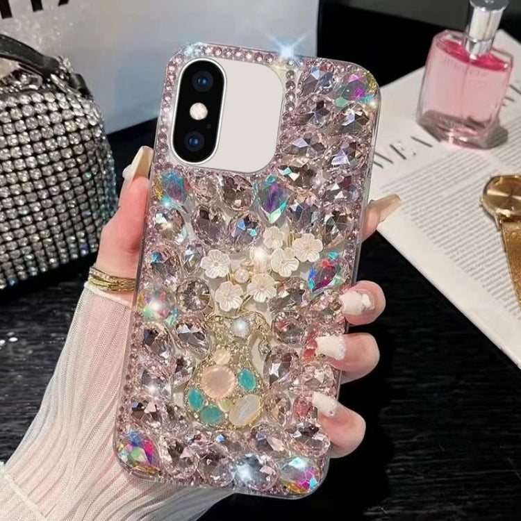 For iPhone XS Max Plum Blossom Handmade Diamond Inlay PC Phone Case(Pink) - More iPhone Cases by buy2fix | Online Shopping UK | buy2fix