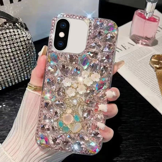For iPhone XS Max Plum Blossom Handmade Diamond Inlay PC Phone Case(Pink) - More iPhone Cases by buy2fix | Online Shopping UK | buy2fix