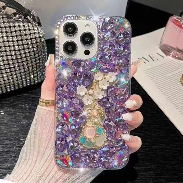 For iPhone 16 Pro Max Plum Blossom Handmade Diamond Inlay PC Phone Case(Purple) - iPhone 16 Pro Max Cases by buy2fix | Online Shopping UK | buy2fix