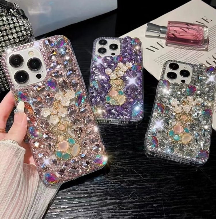 For iPhone 12 Pro Plum Blossom Handmade Diamond Inlay PC Phone Case(Purple) - iPhone 12 / 12 Pro Cases by buy2fix | Online Shopping UK | buy2fix