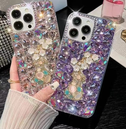 For iPhone 14 Pro Max Plum Blossom Handmade Diamond Inlay PC Phone Case(White) - iPhone 14 Pro Max Cases by buy2fix | Online Shopping UK | buy2fix