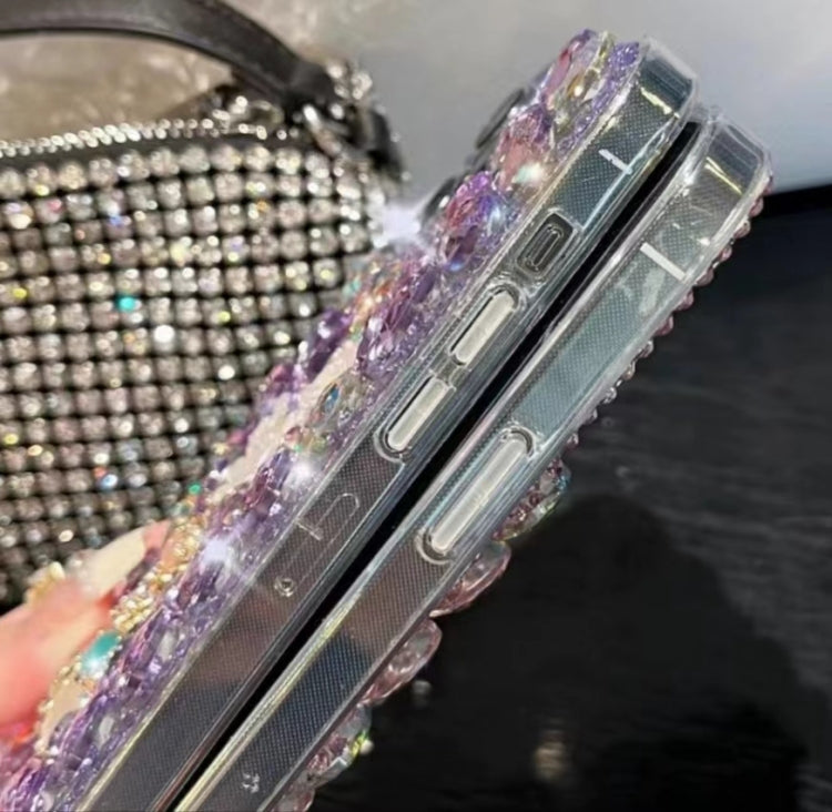 For iPhone 12 Pro Max Plum Blossom Handmade Diamond Inlay PC Phone Case(Purple) - iPhone 12 Pro Max Cases by buy2fix | Online Shopping UK | buy2fix