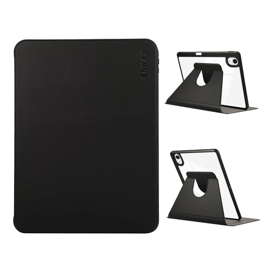 For iPad Air 13 2026 / 2025 / 2024 ENKAY 360 Rotation PMMA Leather Smart Tablet Case with Pen Slot(Black)
