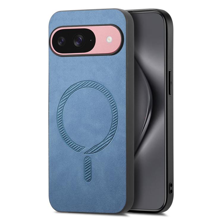 For Google Pixel 10 Retro Magsafe Magnetic PU Back Cover Phone Case(Blue) - Google Cases by buy2fix | Online Shopping UK | buy2fix
