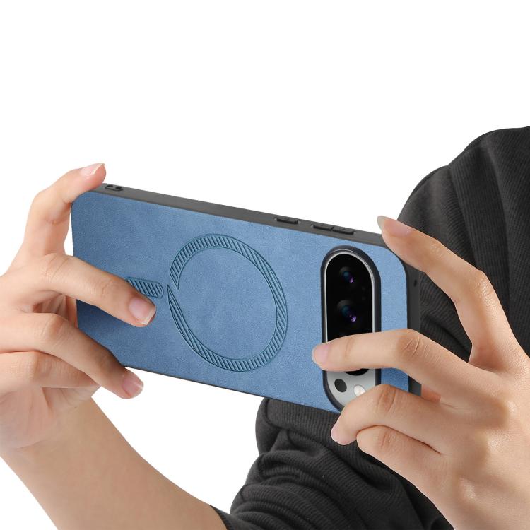 For Google Pixel 10 Pro XL Retro Magsafe Magnetic PU Back Cover Phone Case(Blue) - Google Cases by buy2fix | Online Shopping UK | buy2fix