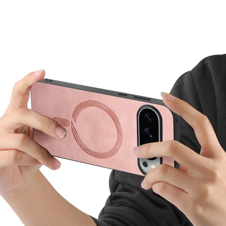 For Google Pixel 10 Pro XL Retro Magsafe Magnetic PU Back Cover Phone Case(Pink) - Google Cases by buy2fix | Online Shopping UK | buy2fix