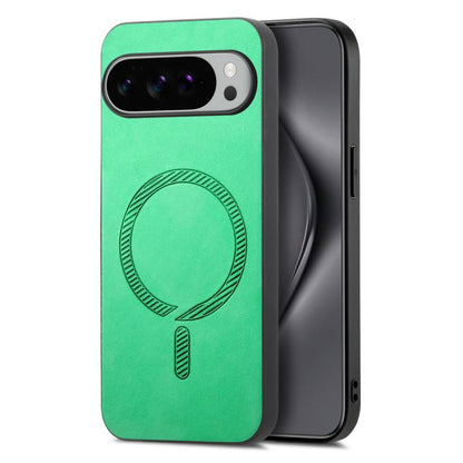 For Google Pixel 10 Pro XL Retro Magsafe Magnetic PU Back Cover Phone Case(Green) - Google Cases by buy2fix | Online Shopping UK | buy2fix