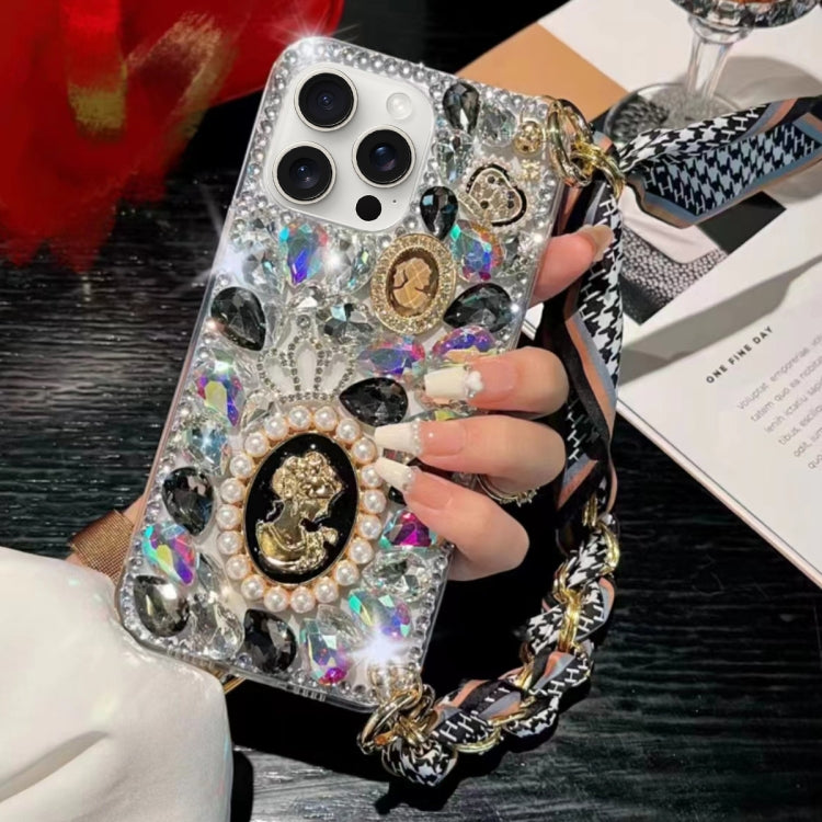 For iPhone 13 Pro Max Handmade Diamond Purple Gemstone Scarf Bracelet PC Phone Case(Black) - iPhone 13 Pro Max Cases by buy2fix | Online Shopping UK | buy2fix
