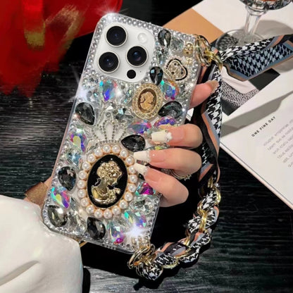 For iPhone 12 Pro Max Handmade Diamond Purple Gemstone Scarf Bracelet PC Phone Case(Black) - iPhone 12 Pro Max Cases by buy2fix | Online Shopping UK | buy2fix