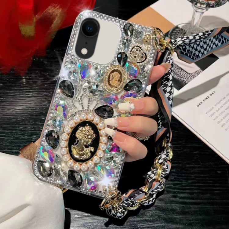 For iPhone XR Handmade Diamond Purple Gemstone Scarf Bracelet PC Phone Case(Black) - More iPhone Cases by buy2fix | Online Shopping UK | buy2fix