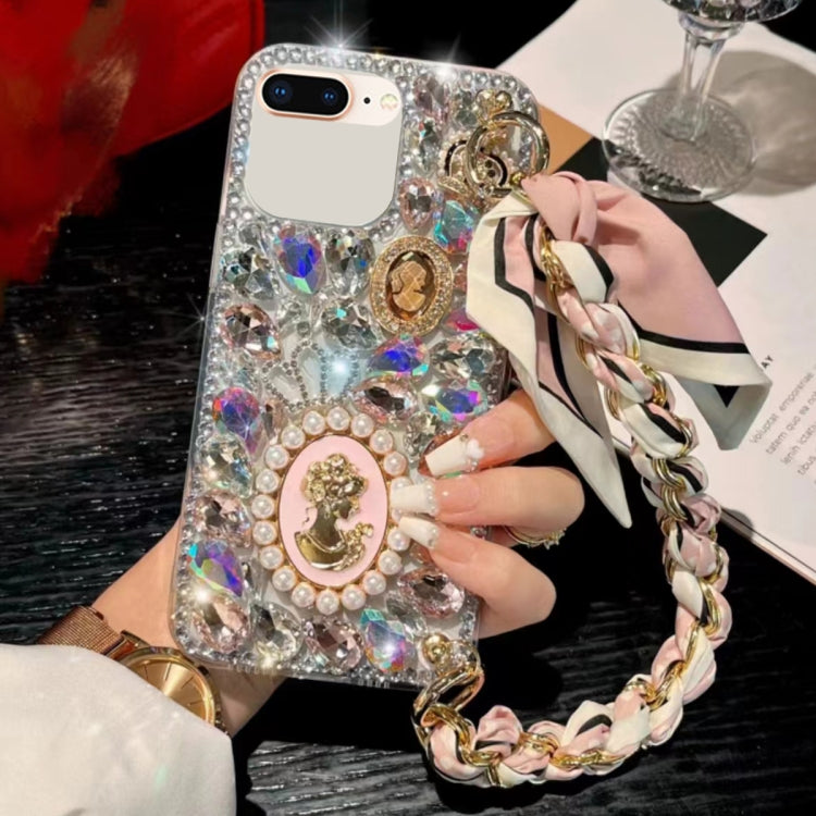 For iPhone 7 Plus / 8 Plus Handmade Diamond Purple Gemstone Scarf Bracelet PC Phone Case(Pink) - More iPhone Cases by buy2fix | Online Shopping UK | buy2fix