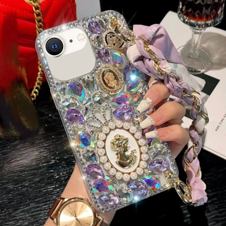 For iPhone SE 2022 /  7 / 8  Handmade Diamond Purple Gemstone Scarf Bracelet PC Phone Case(White) - iPhone SE 2022 / 2020 / 8 / 7 Cases by buy2fix | Online Shopping UK | buy2fix