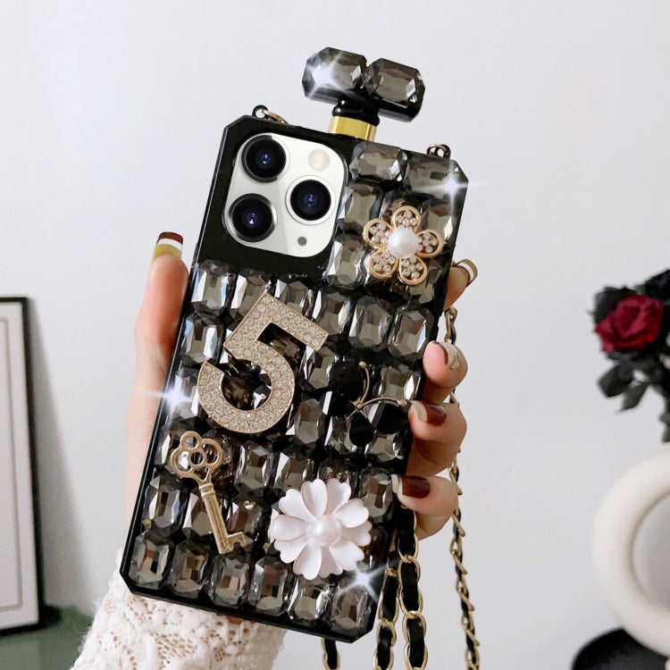 For iPhone 11 Pro Crossbody Perfume Bottle Handmade Inlaid Diamond PC Phone Case(Black) - iPhone 11 Pro Cases by buy2fix | Online Shopping UK | buy2fix