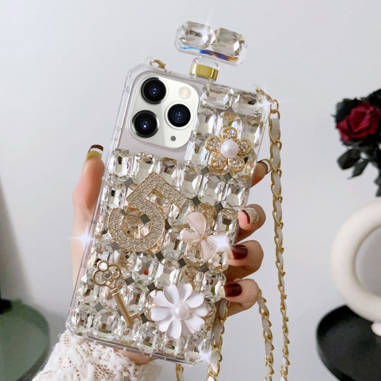 For iPhone 11 Pro Crossbody Perfume Bottle Handmade Inlaid Diamond PC Phone Case(White) - iPhone 11 Pro Cases by buy2fix | Online Shopping UK | buy2fix