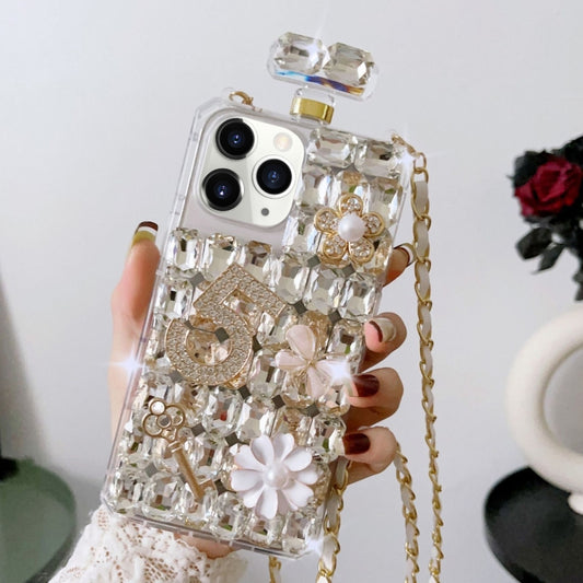 For iPhone 11 Pro Crossbody Perfume Bottle Handmade Inlaid Diamond PC Phone Case(White) - iPhone 11 Pro Cases by buy2fix | Online Shopping UK | buy2fix