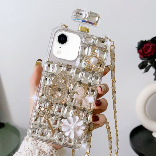 For iPhone XR Crossbody Perfume Bottle Handmade Inlaid Diamond PC Phone Case(Black) - More iPhone Cases by buy2fix | Online Shopping UK | buy2fix