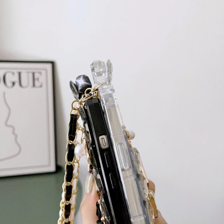 For iPhone 11 Pro Max Crossbody Perfume Bottle Handmade Inlaid Diamond PC Phone Case(Black) - iPhone 11 Pro Max Cases by buy2fix | Online Shopping UK | buy2fix